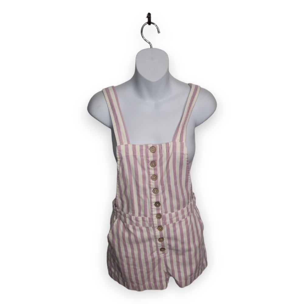 Pink and White Striped Romper